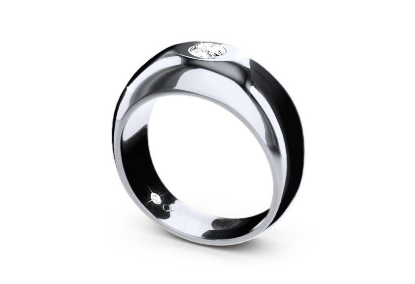 Diamantsolitär / Ehering POLERIO white gold - round - poliert