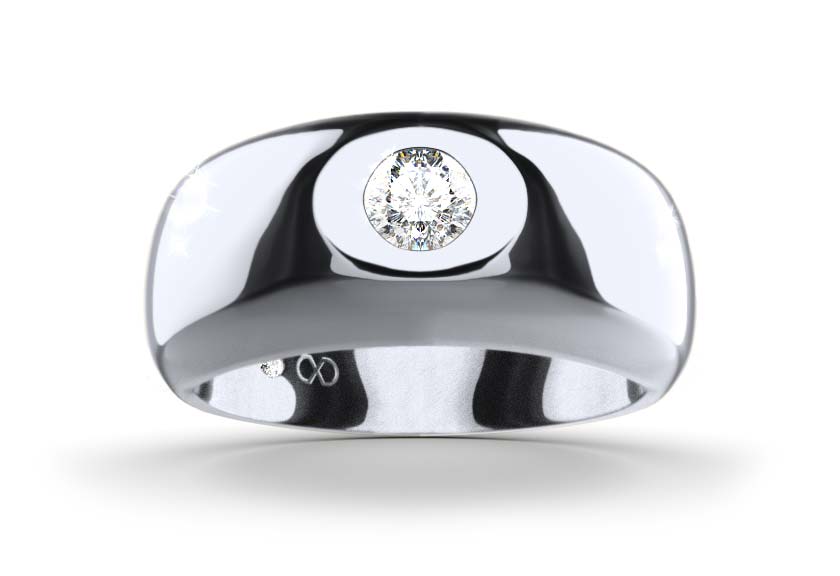 Diamantsolitär / Ehering POLERIO white gold - round - poliert