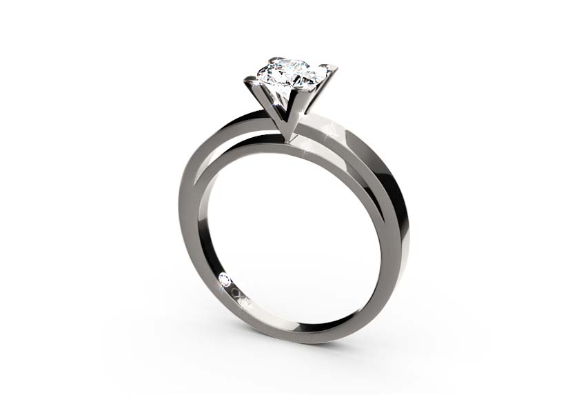 Diamantsolitär / Verlobungsring GLORIA white gold - round - schwarz rhodiniert