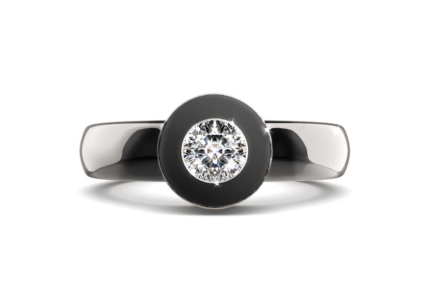 white gold - round - schwarz rhodiniert