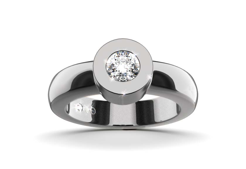 white gold - round - schwarz rhodiniert