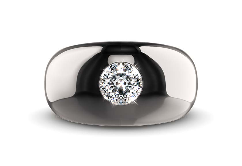 white gold - round - schwarz rhodiniert